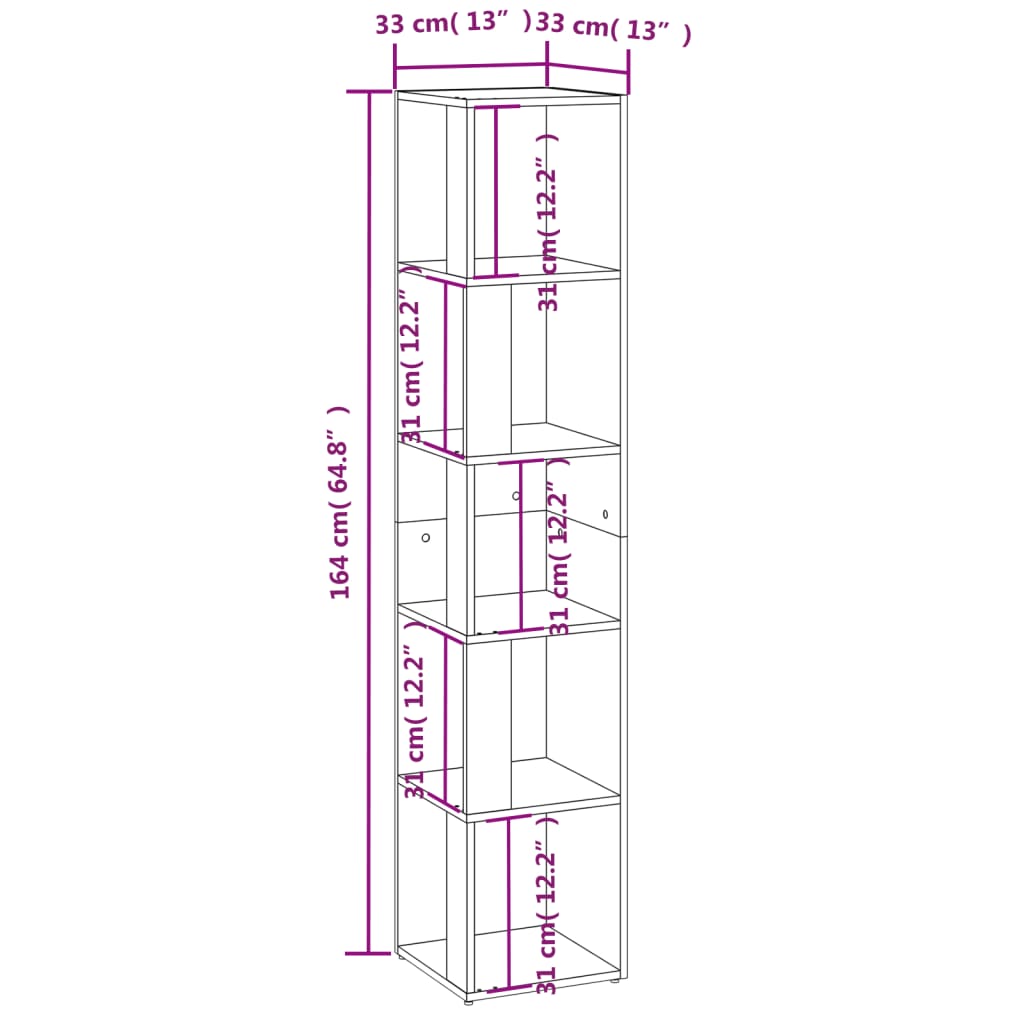 809048 vidaXL Corner Cabinet Concrete Grey 33x33x164,5 cm Engineered Wood