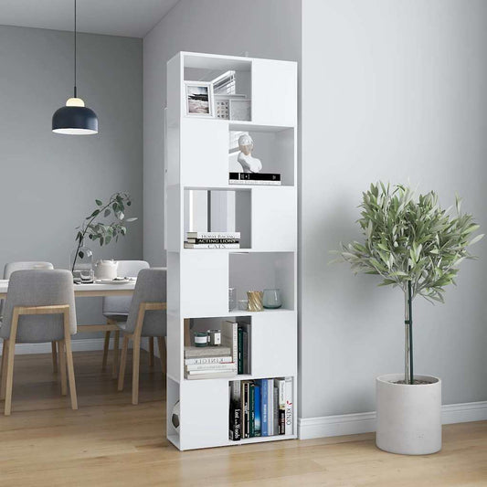 Book Cabinet Room Divider | White | Engineered wood | 60x24x186 cm