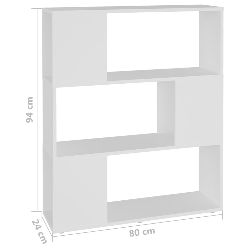 Book Cabinet Room Divider White 80x24x94 cm Engineered Wood