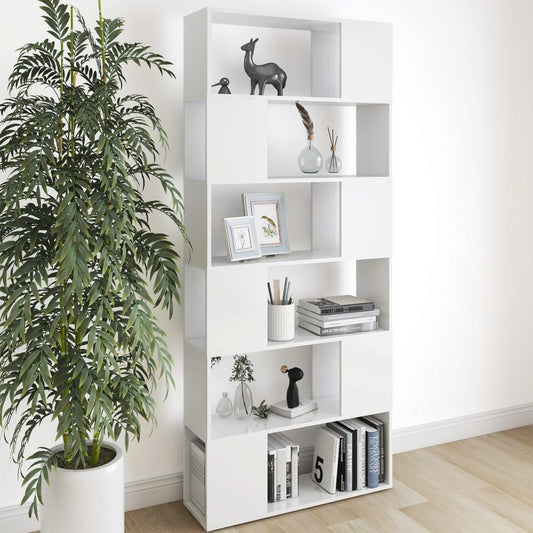 Book Cabinet Room Divider | White | Engineered Wood | Large | Sleek