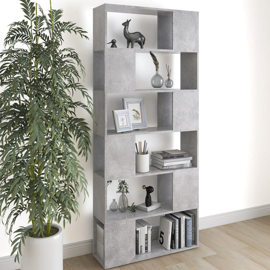 Book Cabinet Room Divider | Concrete grey | Engineered wood | Medium