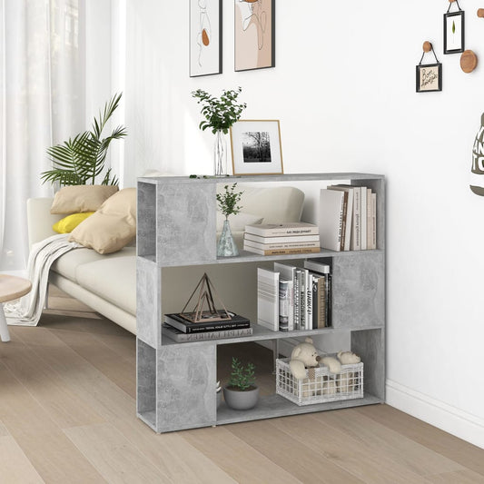 Book Cabinet Room Divider | Concrete grey | Engineered wood | Medium