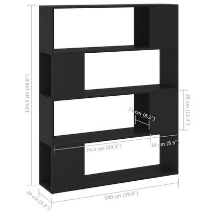 Book Cabinet Room Divider | Black | Engineered wood | Medium