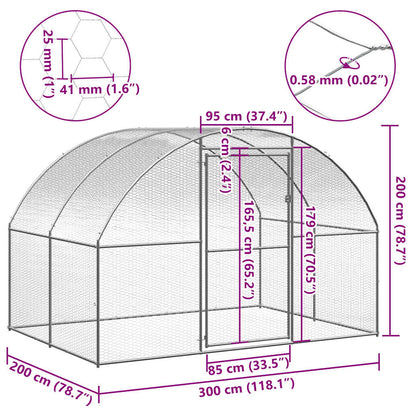 Chicken Coop Silver Galvanized Steel Large Durable Chicken Coop