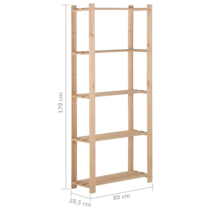 5-Tier Storage Rack 80x28.5x170 cm Solid Pinewood