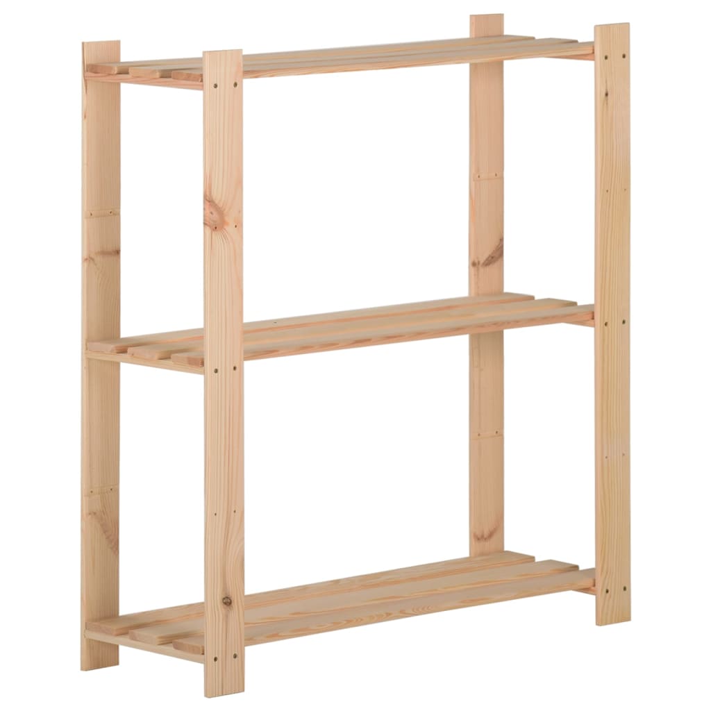 3-Tier Storage Rack 80x28.5x90 cm Solid Pinewood