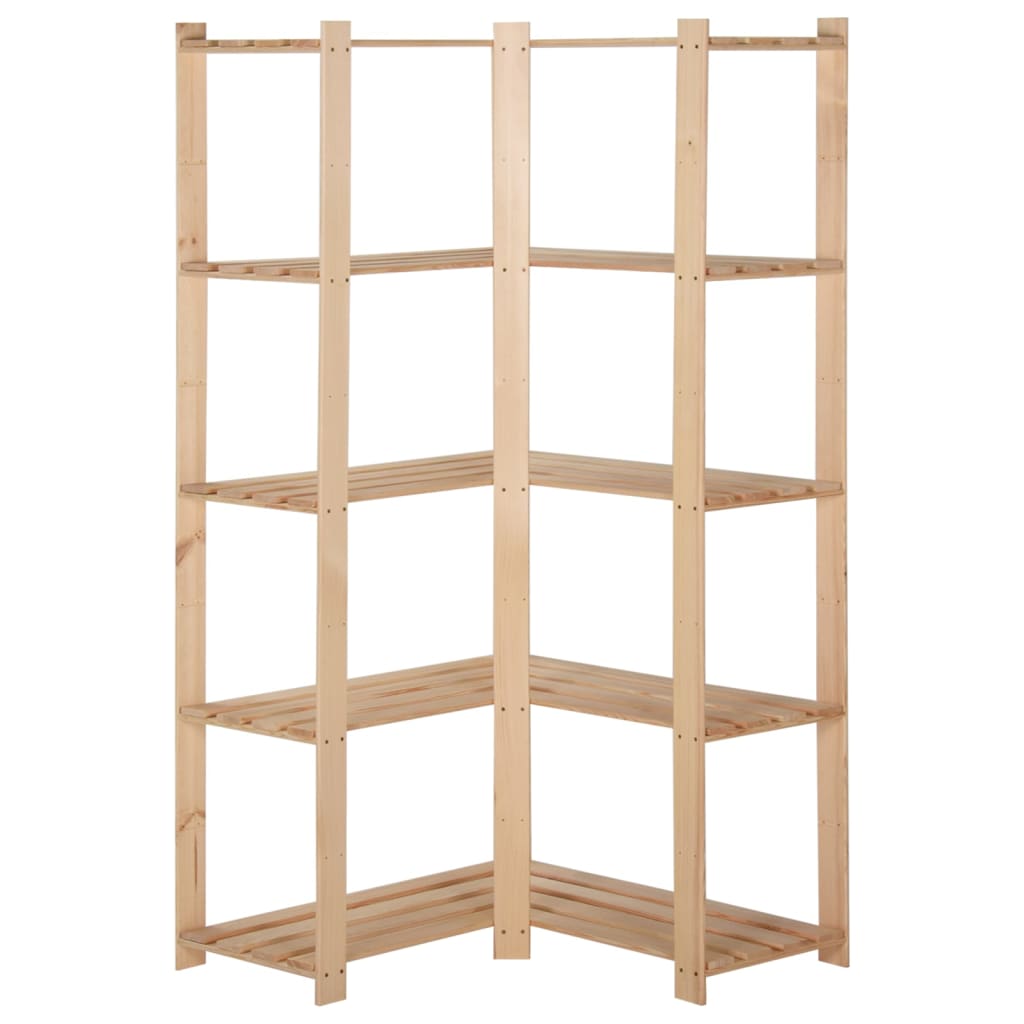 5-Tier Storage Corner Rack 82.5x82.5x170 cm Solid Pinewood