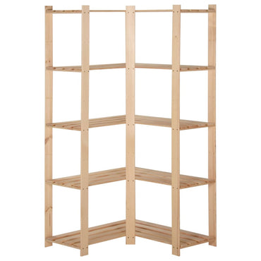 5-Tier Storage Corner Rack 82.5x82.5x170 cm Solid Pinewood