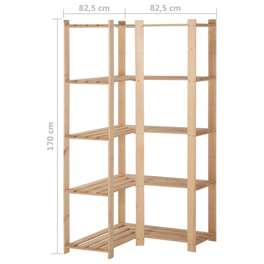 5-Tier Storage Corner Rack 82.5x82.5x170 cm Solid Pinewood