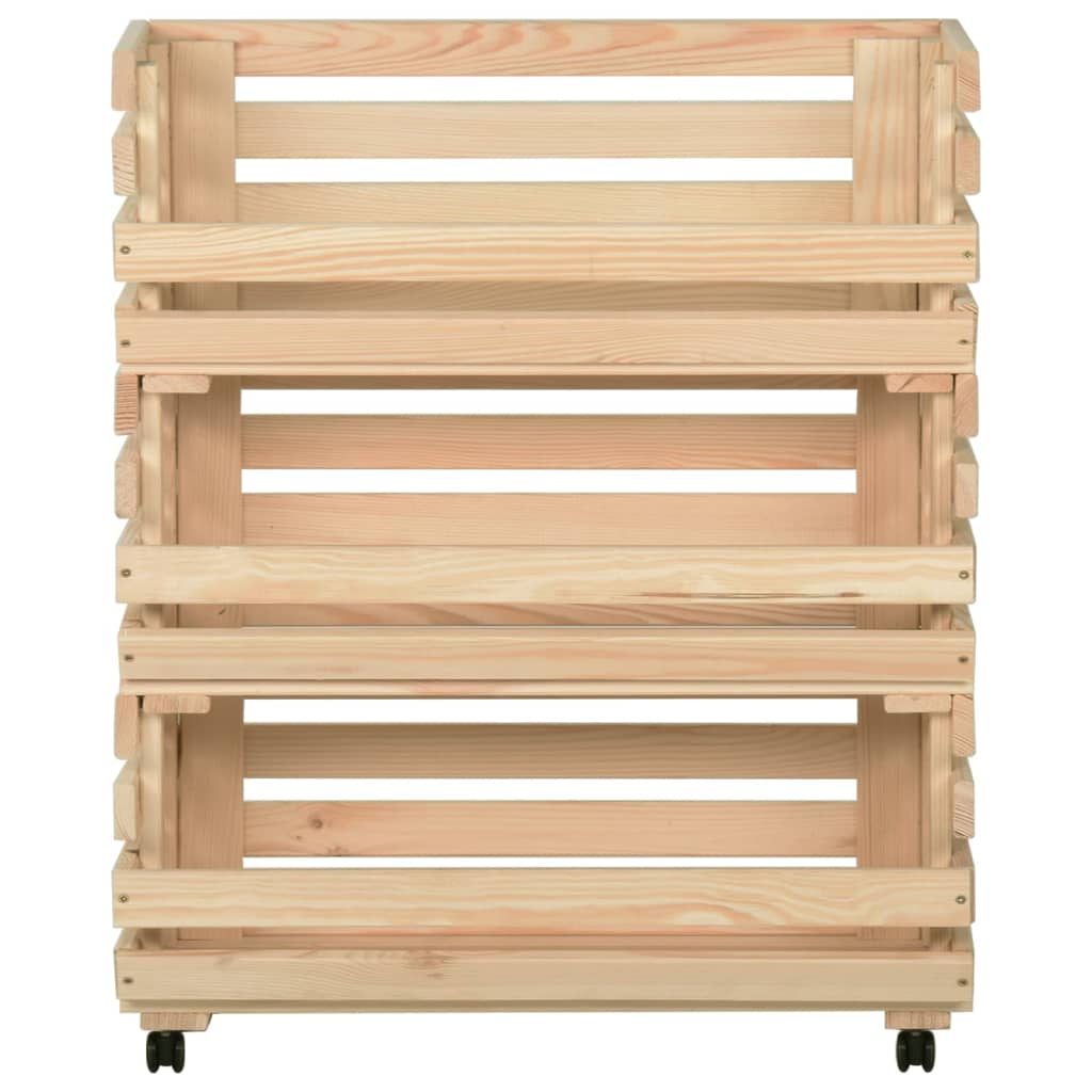 Vegetable Trolley 77x30x80 cm Solid Pinewood