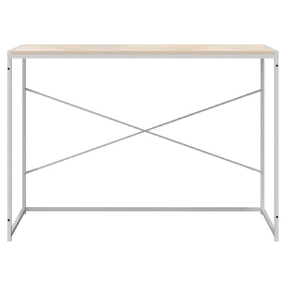 Computer Desk White and Oak 110x60x70 cm Engineered Wood