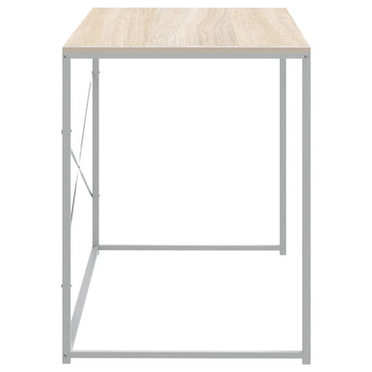 Computer Desk White and Oak 110x60x70 cm Engineered Wood
