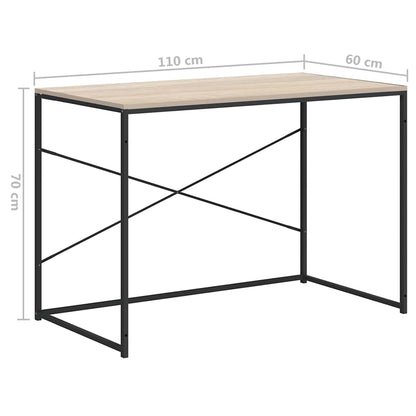 Computer Desk Black and Oak 110x60x70 cm Engineered Wood
