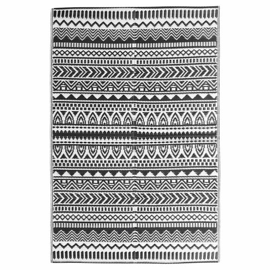 Outdoor Rug | Black | Polypropylene | 160 x 230 cm |  Pattern