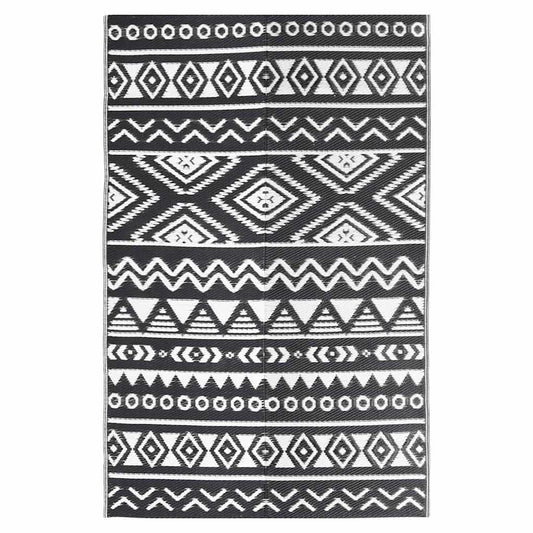 Outdoor Rug | Black | Polypropylene | Large | Decorative Inlays