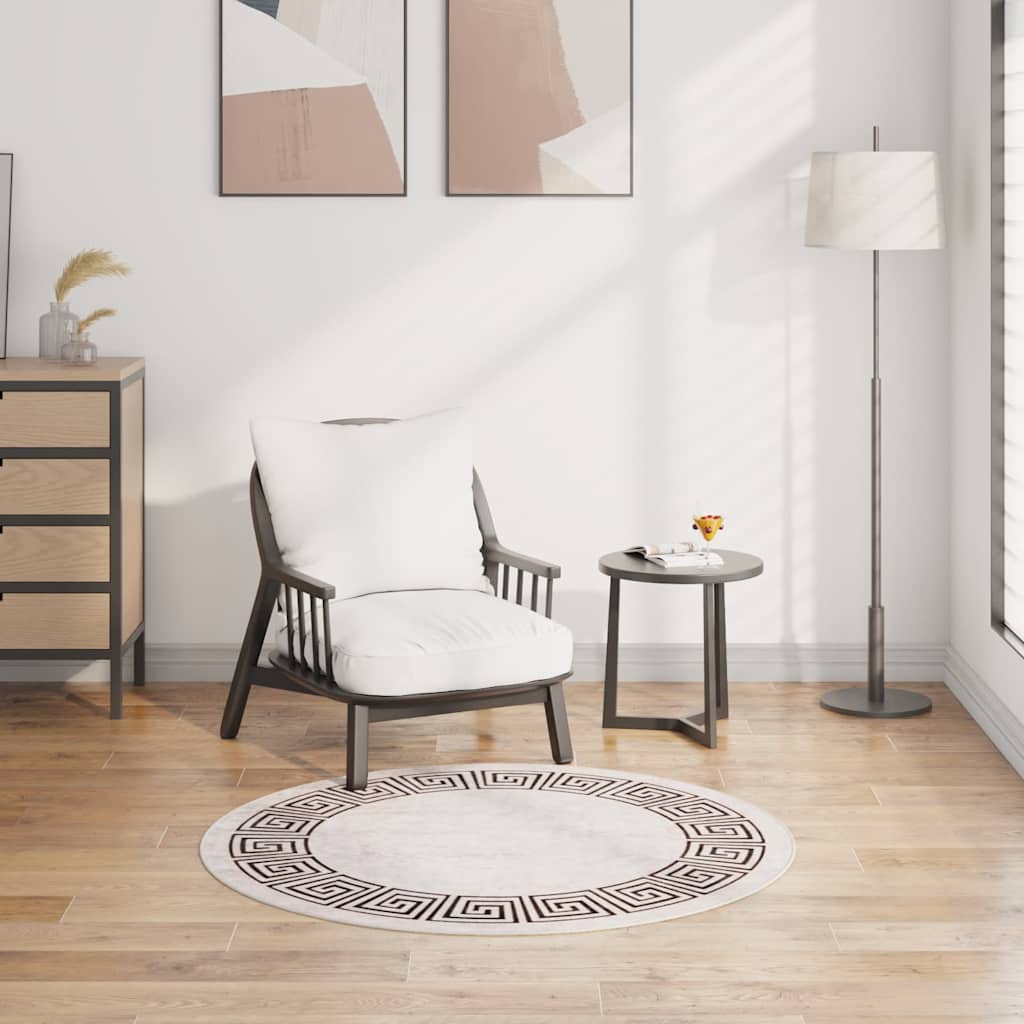 Rug | Light Beige | Polyester | Diameter 120 cm | Area Rug | Circular