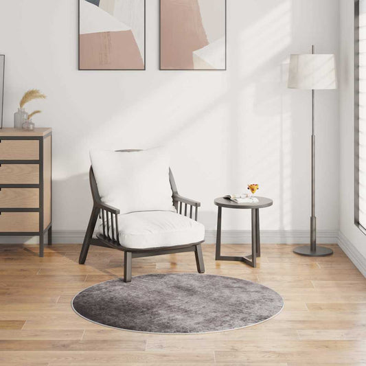 Rug | Grey | 100% Polyester | φ120 cm | Decorative Inlays | Rug | Round