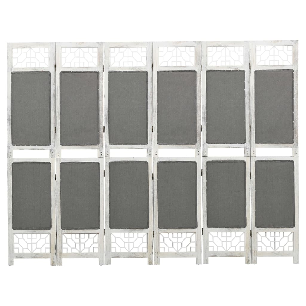 6-Panel Room Divider Grey 210x165 cm Fabric