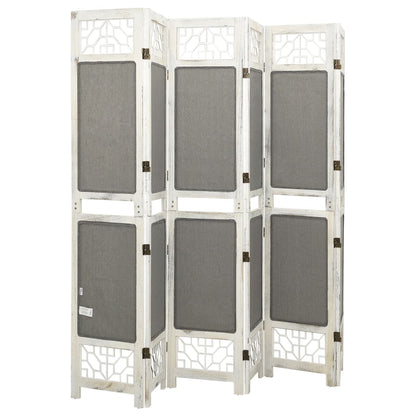 6-Panel Room Divider Grey 210x165 cm Fabric