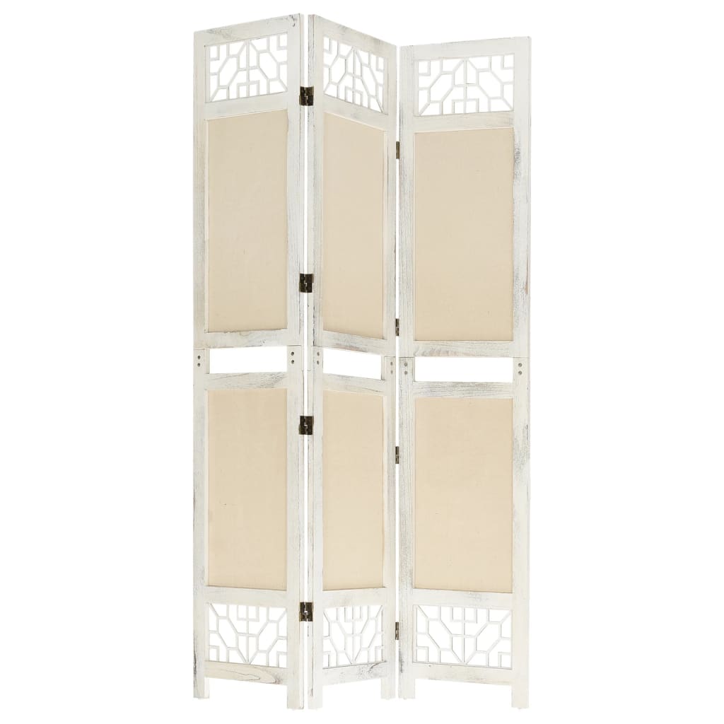 3-Panel Room Divider Cream 105x165 cm Fabric