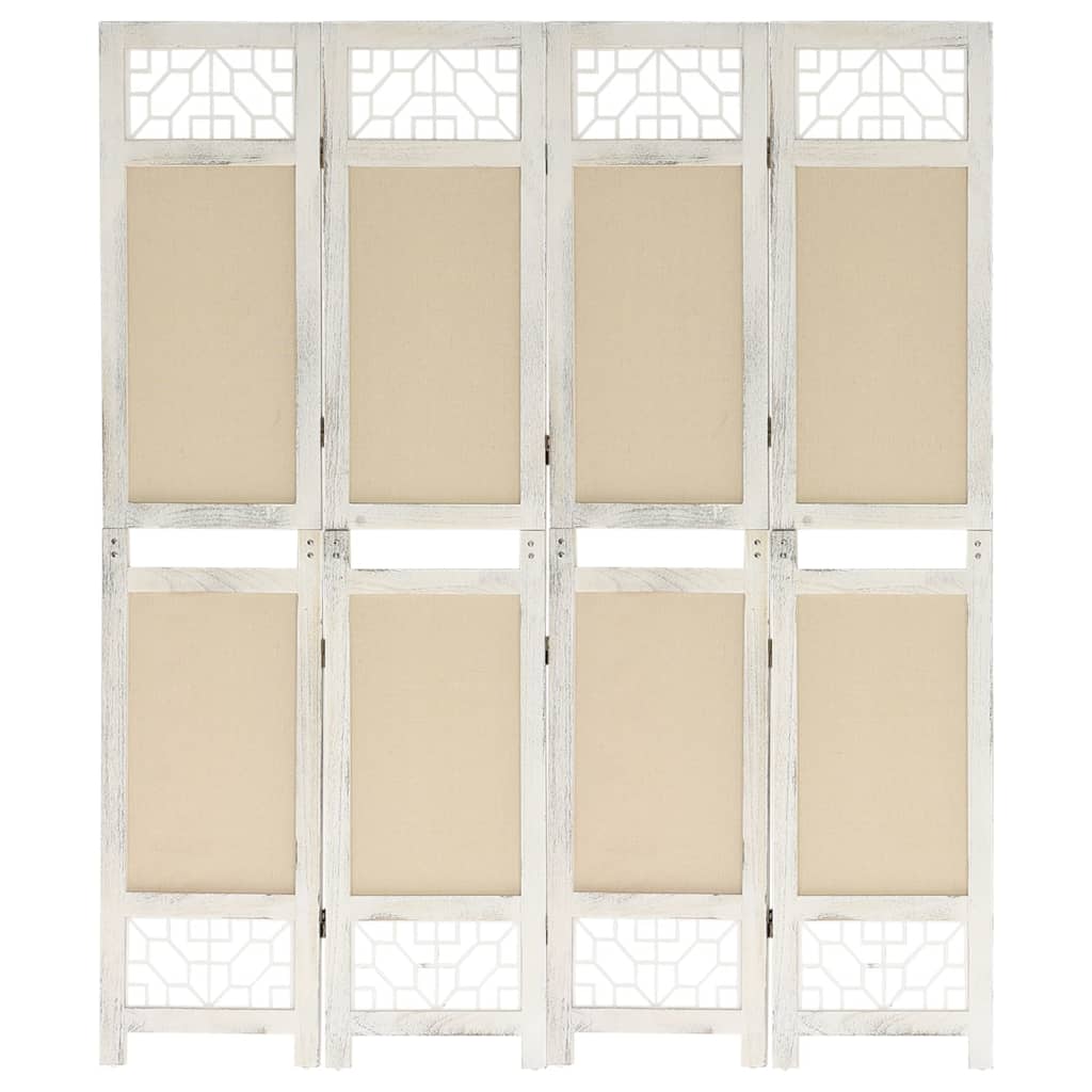 4-Panel Room Divider Cream 140x165 cm Fabric