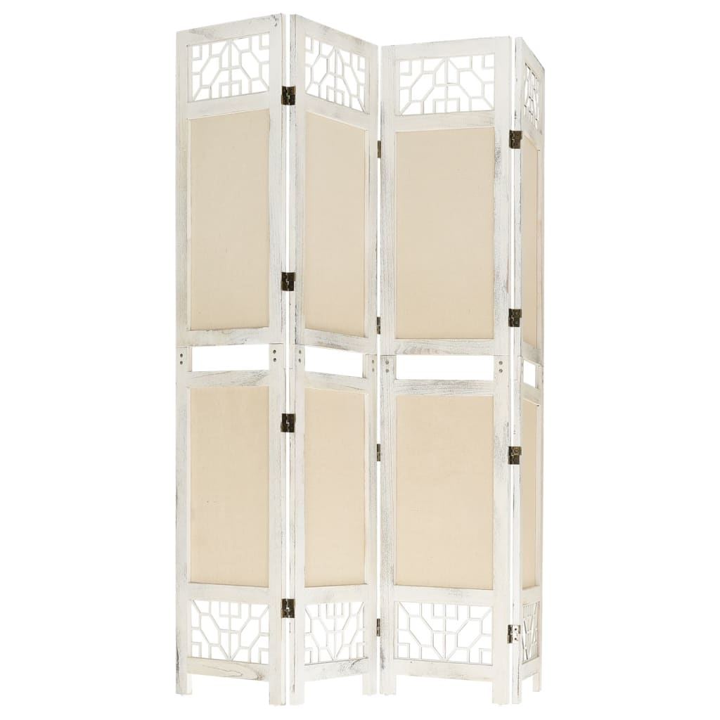 4-Panel Room Divider Cream 140x165 cm Fabric