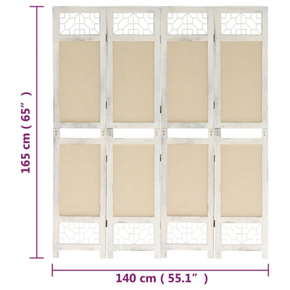 4-Panel Room Divider Cream 140x165 cm Fabric