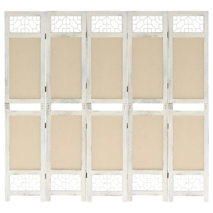 5-Panel Room Divider Cream 175x165 cm Fabric