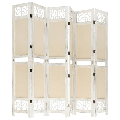 6-Panel Room Divider Cream 210x165 cm Fabric