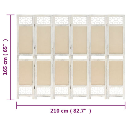 6-Panel Room Divider Cream 210x165 cm Fabric