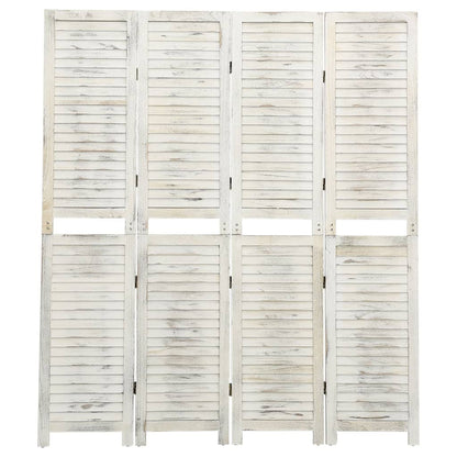 4-Panel Room Divider Cream 140x165 cm Wood