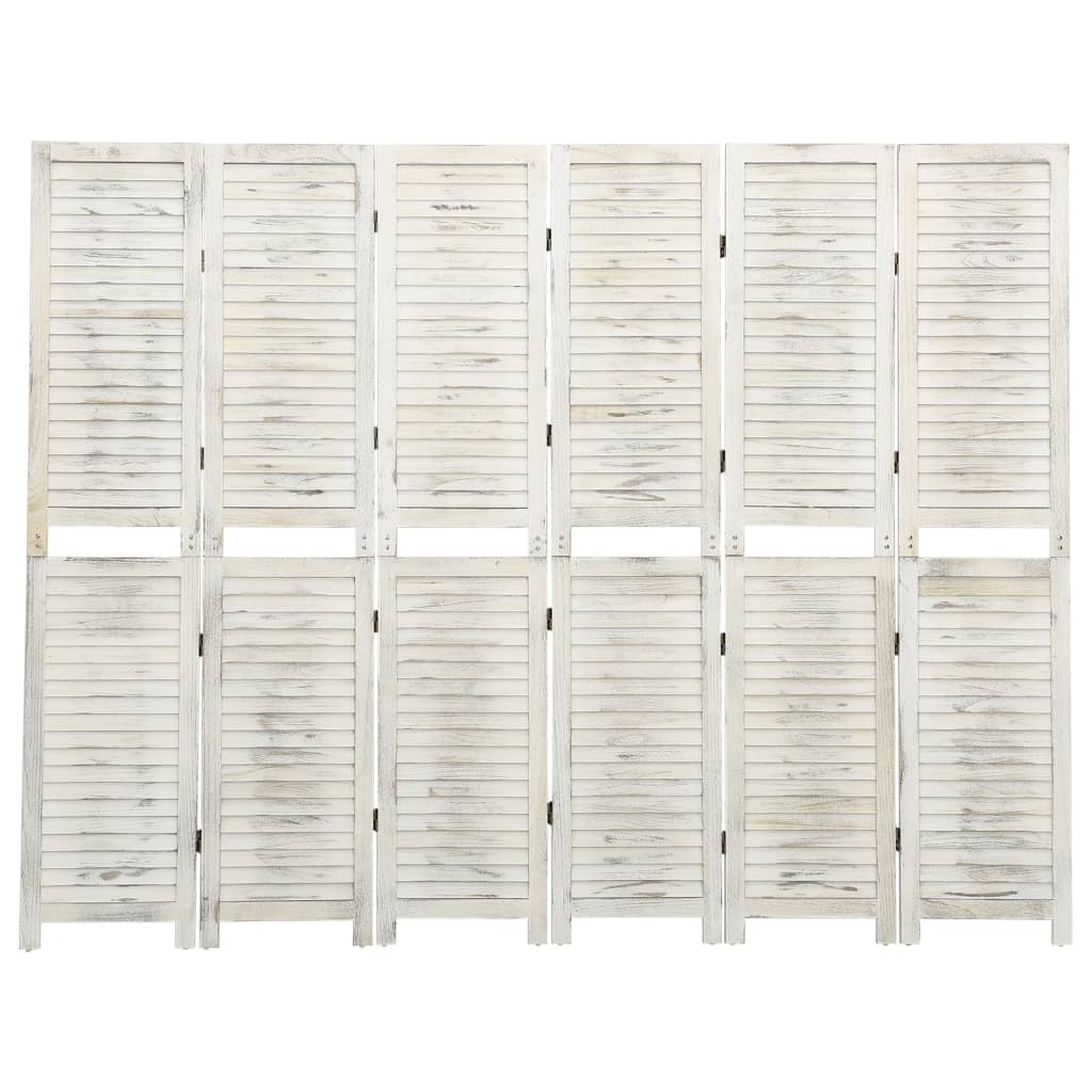 6-Panel Room Divider Antique White 215x166 cm Solid Wood