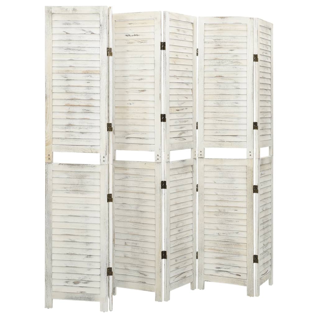 6-Panel Room Divider Antique White 215x166 cm Solid Wood