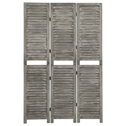 3-Panel Room Divider Grey 106.5x166 cm Solid Wood