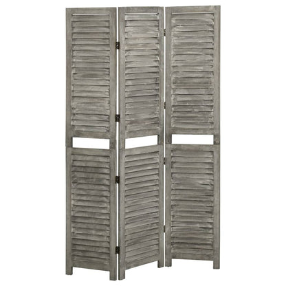 3-Panel Room Divider Grey 106.5x166 cm Solid Wood