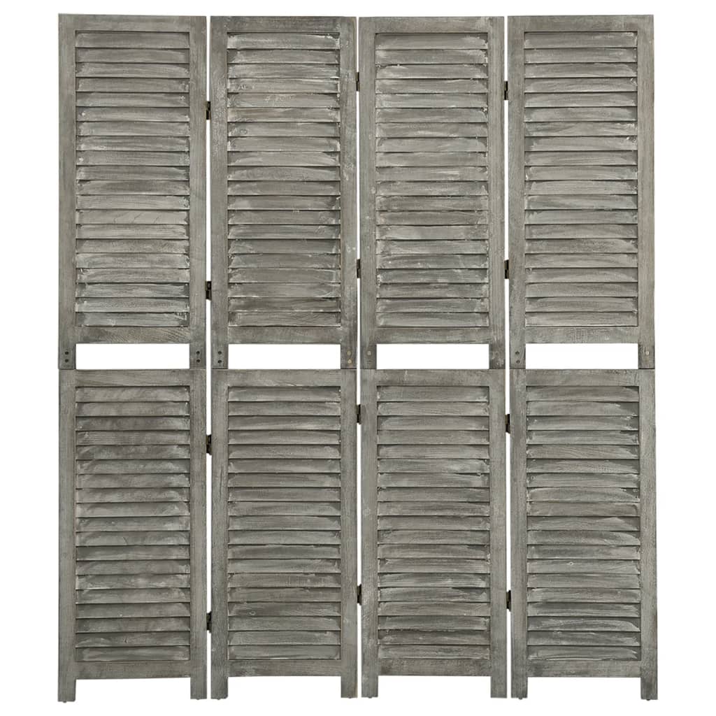 4-Panel Room Divider Grey 143x166 cm Solid Wood