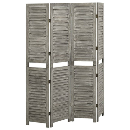 4-Panel Room Divider Grey 143x166 cm Solid Wood