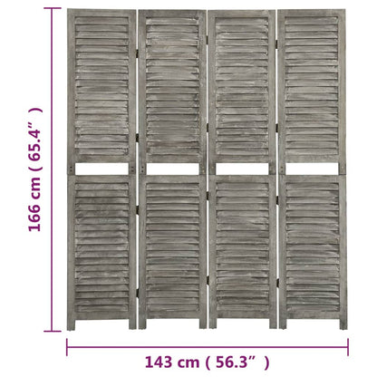 4-Panel Room Divider Grey 143x166 cm Solid Wood