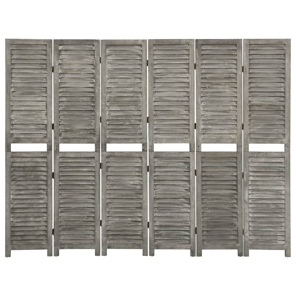 6-Panel Room Divider Grey 214x166 cm Solid Wood