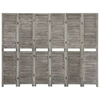 6-Panel Room Divider Grey 214x166 cm Solid Wood