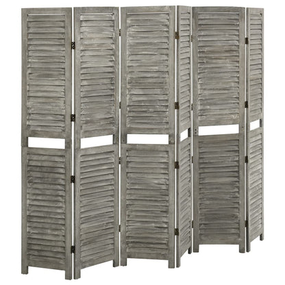 6-Panel Room Divider Grey 214x166 cm Solid Wood