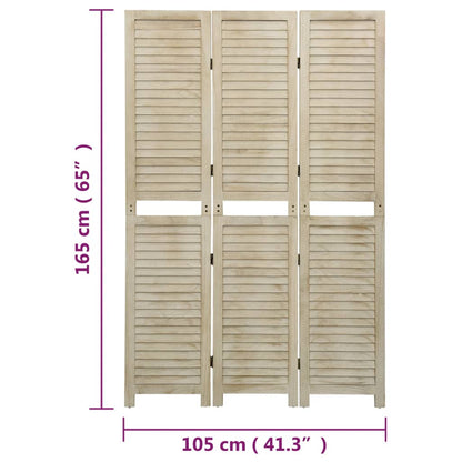 3-Panel Room Divider 105x165 cm Solid Wood Paulownia