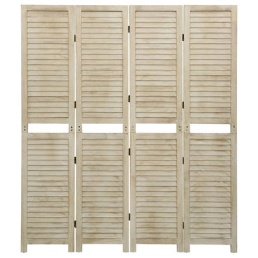 4-Panel Room Divider 140x165 cm Solid Wood Paulownia