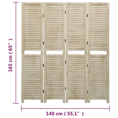 4-Panel Room Divider 140x165 cm Solid Wood Paulownia