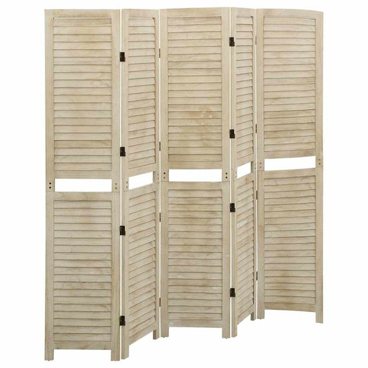 5-Panel Room Divider 175x165 cm Solid Wood Paulownia