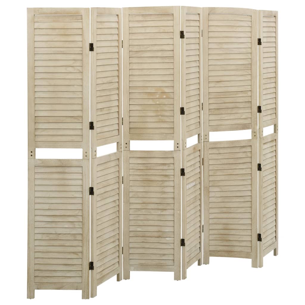 6-Panel Room Divider 210x165 cm Solid Wood Paulownia