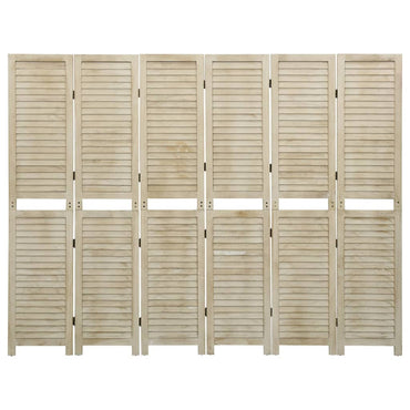 6-Panel Room Divider 210x165 cm Solid Wood Paulownia