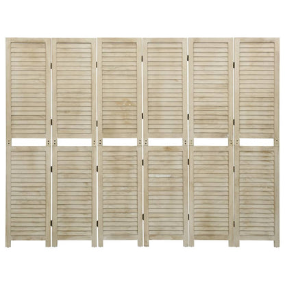 6-Panel Room Divider 210x165 cm Solid Wood Paulownia