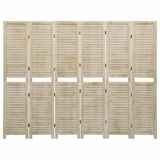 6-Panel Room Divider 210x165 cm Solid Wood Paulownia