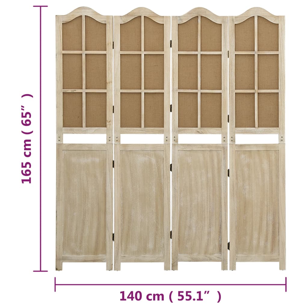 4-Panel Room Divider Brown 140x165 cm Fabric